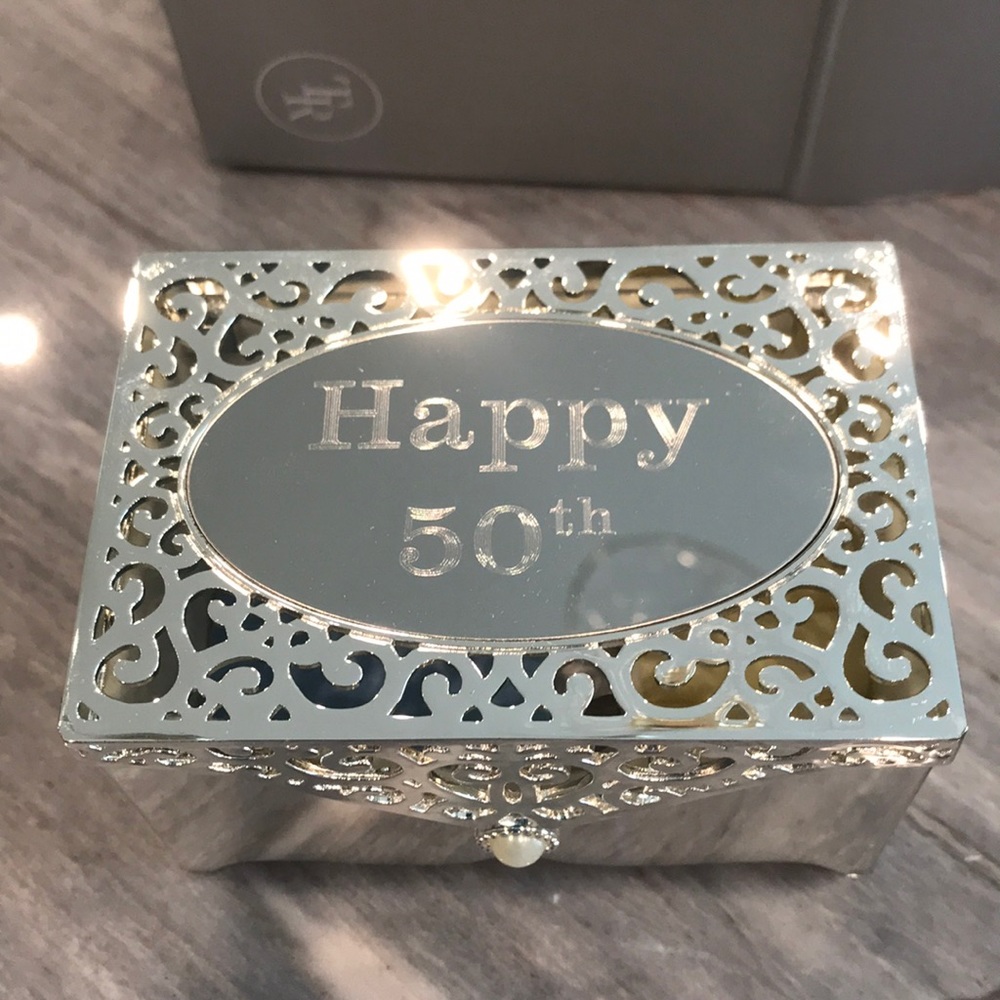 Silver Jewelry Box NEW Happy 50th Things Remembered